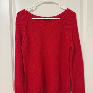 Notations Red V-Neck Knit Sweater